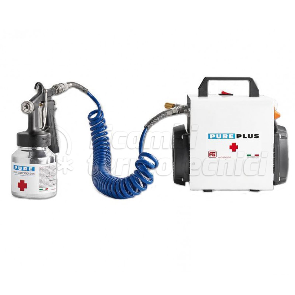 KIT SANIFICAZIONE AMBIENTI PUREPLUS :COMPLETO DI:
SPIRALE 5MT. PISTOLA CON VAPORIZZATORE